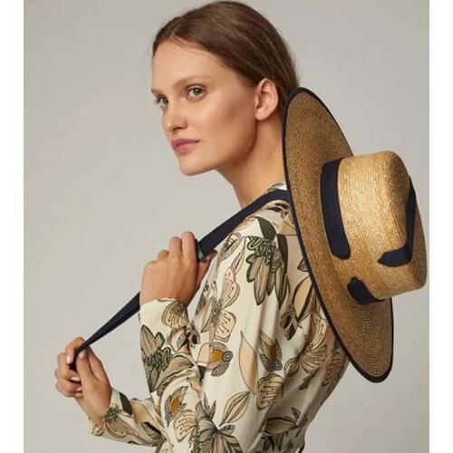 Custom Wide Brim Summer Beach Hat Wheat Straw Hats For Women Kentucky Derby Sun Hat Ribbon Tie Boater Cowboy Hat For Holiday