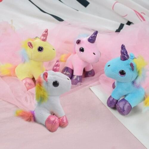 Pretty 18cm Stylish colourful unicorn Creative pony plush Exquisite pendant keychain soft Soothing doll christmase birthday gift