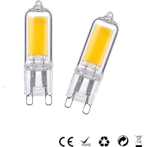 Halogen-shape LED Bulb Dimmable G9 COB LED 220V/240V/110V/120V 3W High Power Tube Clear Glass LED Lamp Warm White/Cold White