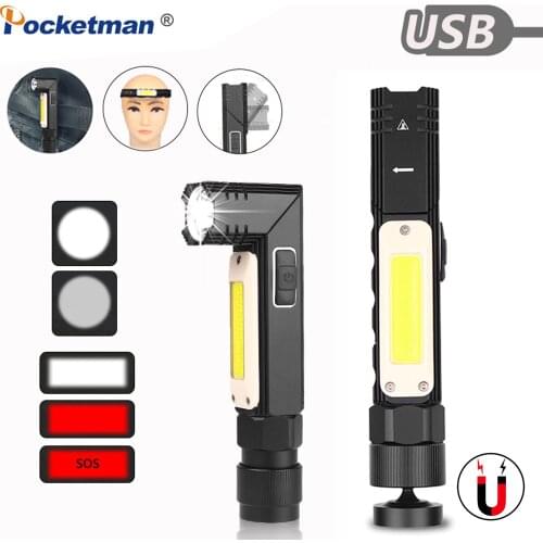 8000LM Led Flashlight Handfree Dual Fuel 90 Degree Twist Rotary Clip Waterproof Magnet Mini Lighting LED Torch Outdoor