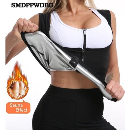 Hot Sweating Sauna Tops Women Neoprene Shirts Slim Weight Loss Shaper Vest Zipper Short Sleeve Hot Thermo Waist Trainer