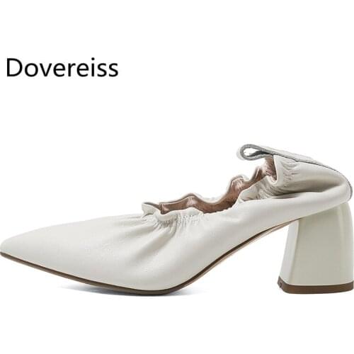 Dovereiss Fashion Womens Shoes summer sexy new red beige Slip on Genuine leather Party shoes concise Pumps 33-40