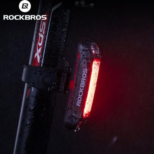 ROCKBROS Waterproof Bicycle Light LED Bike Taillight USB Rechargable Safety Warning 6-7 Modes Portable Saddle Bike Rear Light