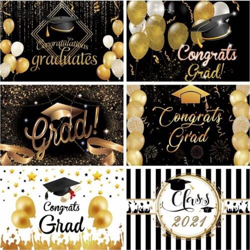Gold Glitter Dot Class Congratul Graduation Season Party 2021 Backdrop For Photography Bachelor Cap Photo Background Photophone