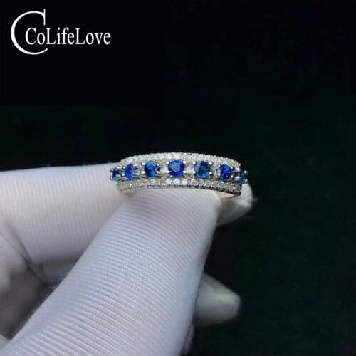 CoLife Jewelry 925 Silver Sapphire Ring for Daily Wear 2.5mm Natural Blue Sapphire Silver Ring Classic Silver Ring Gemstone Ring