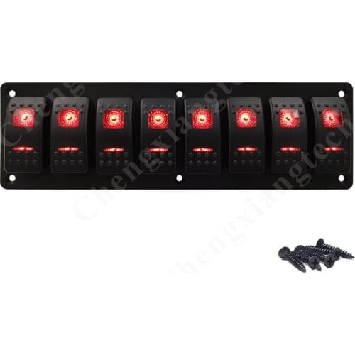 12v 24v Car Boat 8 Gang Aluminum Rocker Switch Panel Red Led 5Pin SPST On Off Toggle Switch DIY Accessories