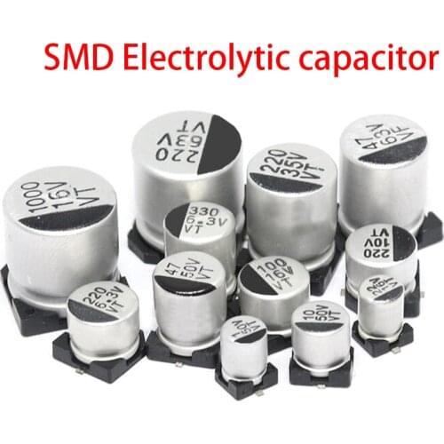 20pcs SMD Electrolytic capacitor aluminum 6.3V 10V 16V 25V 35V 50V 1UF 2.2UF 4.7UF 10UF 47UF 100UF 220UF 330UF 470UF 680UF