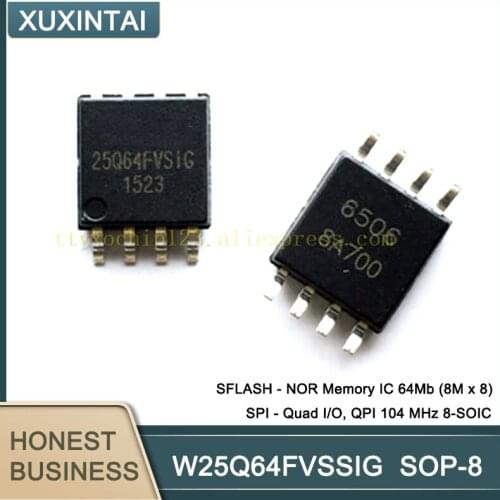 20pcs/lot W25Q64FVSSIG W25Q64 FLASH - NOR Memory IC 64Mb (8M x 8) SPI - Quad I/O, QPI 104 MHz 8-SOIC