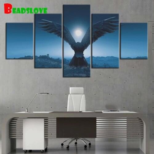 5 Pieces 5D DIY Diamond Painting Animal Eagle Full Round Square Rhinestone Embroidery Beads Cross Stitch Kits Mosaic Decor