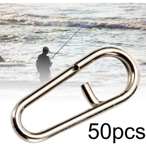 50Pcs Mini Stainless Steel Swivels Snap Oval Split Rings Fishing Tackle Tool Fast Link Clips Snap Cnnector Interlock