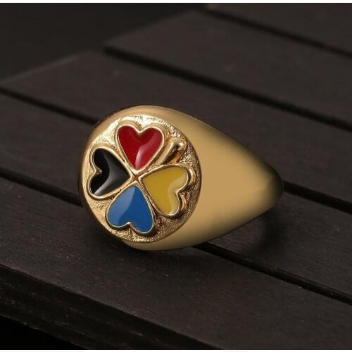 Andshiny Multicolor Lucky Of Heart Rings For Women Men Fashion Enamel Painting Glaze Light Body Ring Unisex Heart-shaped Ring