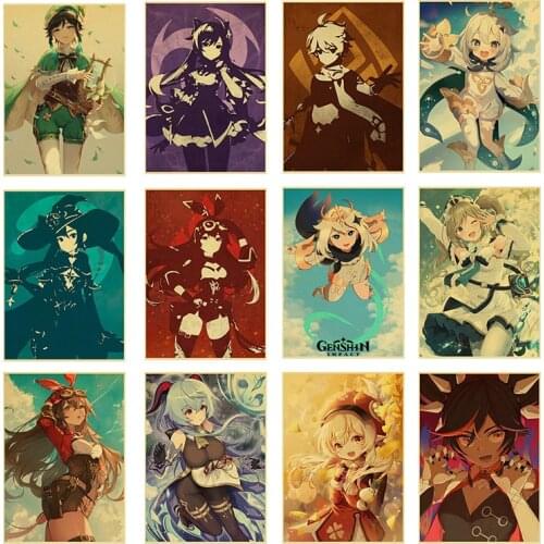 Anime Cartoon Canvas Painting Genshin Impact Poster and Print Print Mural Picture Study Bedroom Bar Cafe Home Wall Decoration