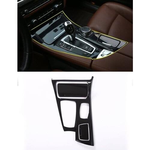 Gloss Black Center Console Gear Shift Panel Cover Trim 3pcs For BMW 5 Series F10 520li 525li 530li 2014-2017