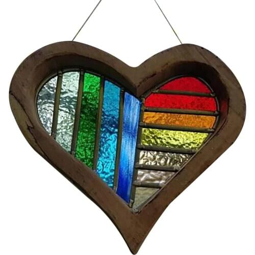 Shining Rainbow Ornament Heart Shape Chandelier Pendant Art Office Garden Window Plants Trees Decoration