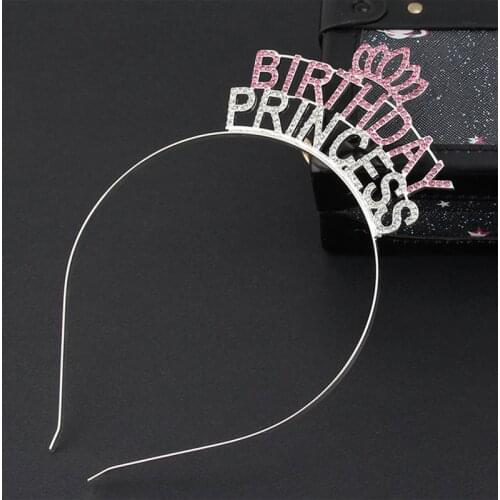 Birthday Princess Crown Tiara Headband for Women Girls 13th 16th 18th 21st 30th Birthday Party Decorations Supplies Favors Gifts