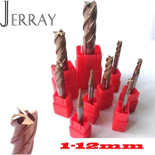 1mm 2mm 3mm 4mm 5mm 6mm 8mm 10mm 12mm 4 Flutes HRC55 Tungsten Carbide Square Flat End Mills Spiral Bits CNC Endmill Router Bits