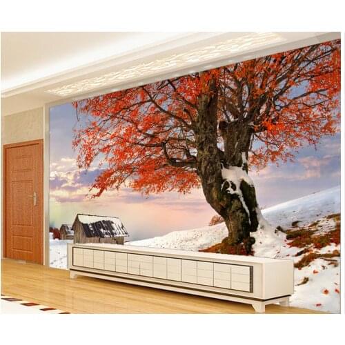 Customized wallpaper for walls Home Decoration Aesthetic Snow White Maple Living Room TV photo wallpaper for walls