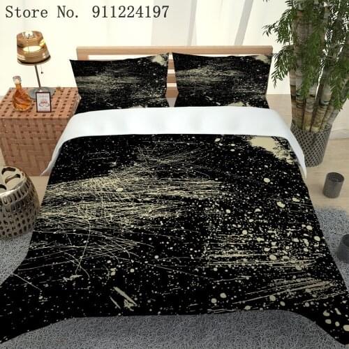 3D Golded printing Duvet Cover Microfiber Bed Sheet Black Color Comforter Bedding Sets 2/3Pcs Single Double For Adult Bedclothes