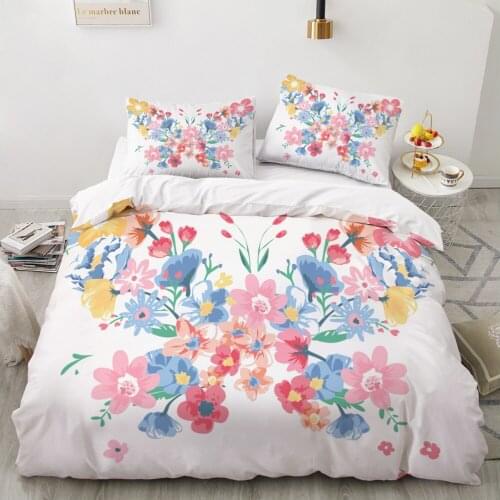 3d Tropical Plants Bedding Set Queen Size Flower Duvet Cover Set with Pillowcase Full Bedroom Comforter Set