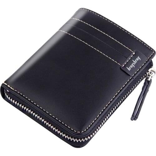 Leather Men Wallets with Coin Pocket Vintage Male Purse Function Black Brown Men Wallet with Card Holders carteira feminina