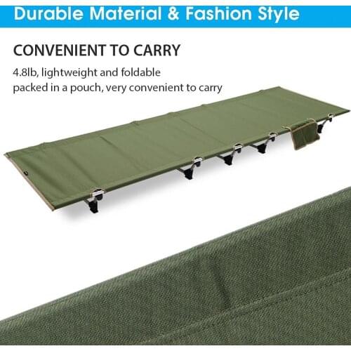 Lightweight Folding Camping Bed Outdoor Military Portable Cot Foldable Bed Field Withstand 330lb Hiking Camping Cot Compact Bed