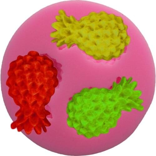 Mini 3 Cavity Pineapple shaped Silicone fruit Mould 3D fondant cake soap clay Mold Cook baking handmade DIY gift decoration tool