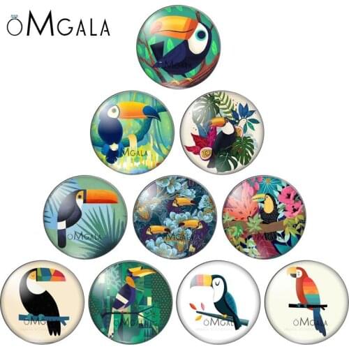 Fashion Cute Birds Animals Green Plant 10pcs 12mm/18mm/20mm/25mm Round photo glass cabochon demo flat back Making findings