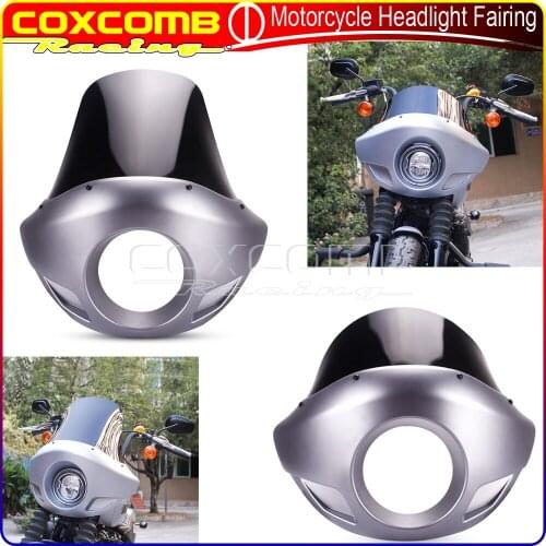 Motorcycle Glossy/Matte Black Universal 5.75" Head Light Fairing Mask Light Lamp For Harley Dyna FXD FXR Touring Sportster