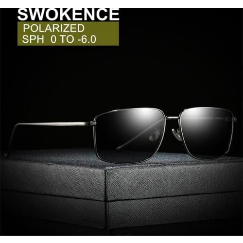 SWOKENCE SPH 0 TO -6 Polarized Shortsighted Sunglasses Myopia Glasses Men Women Alloy Frame Nearsighted Optical Spectacles F103