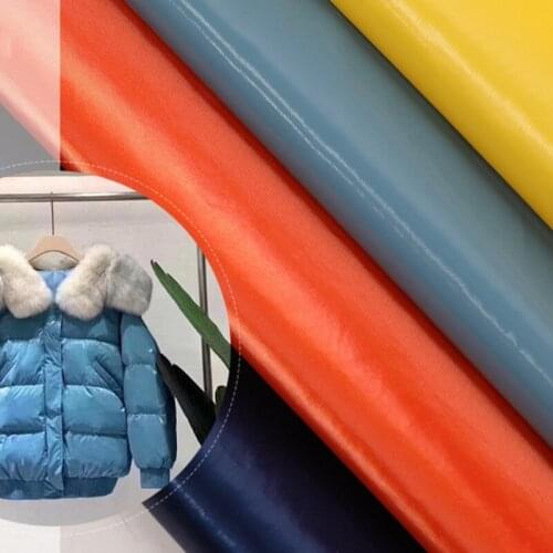 Wholesale 130 meters 380t waterproof nylon fabric Shiny pu leather bright metallic down jacket cotton fabric high quality