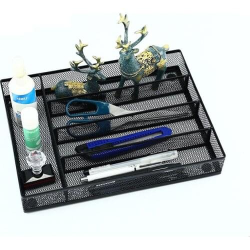 Utensil Storage Mesh 5 Compartments Drain Drawer Cutlery Tray Flatware Organizer Non-Slip Spoon Modern Large Capacity Kitchen