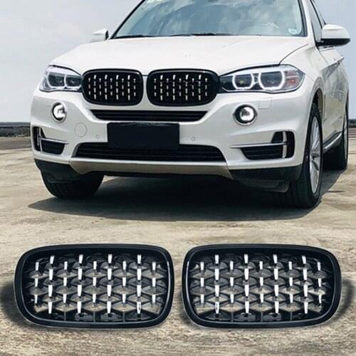 F15 Front Middle Grille Grill Diamond Style Front Face Bumper Mesh Replacement Decoration Cover for BMW F15 X5 F16 X6 2014-2018