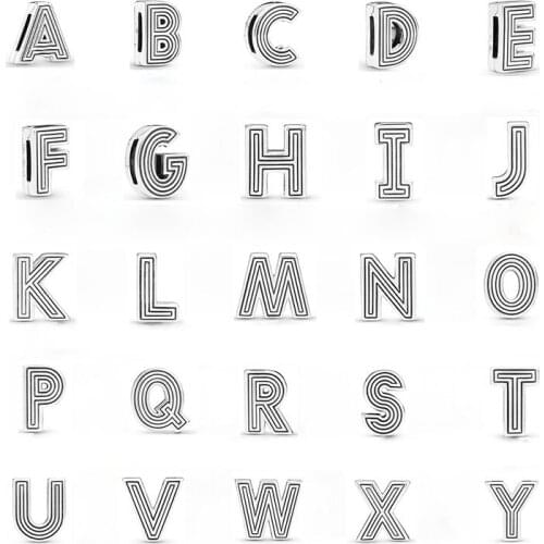 Genuine 925 Sterling Silver Bead Charm Reflexions 26 Letter Clip Stopper Lock Beads Fit Women Pan Bracelet Diy Jewelry