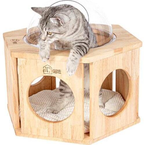 Solid Wood Cat Climbing Frame Cat Tree Space Bowl Cat Litter Cat Toy
