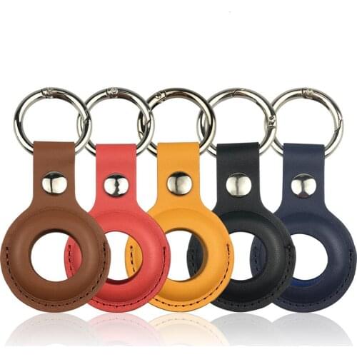 Luxury Carry Protective Cover for Apple Airtag Case Leather PU Shockproof Sleeve Children Dog Collar Hang Cover for Airtag Case