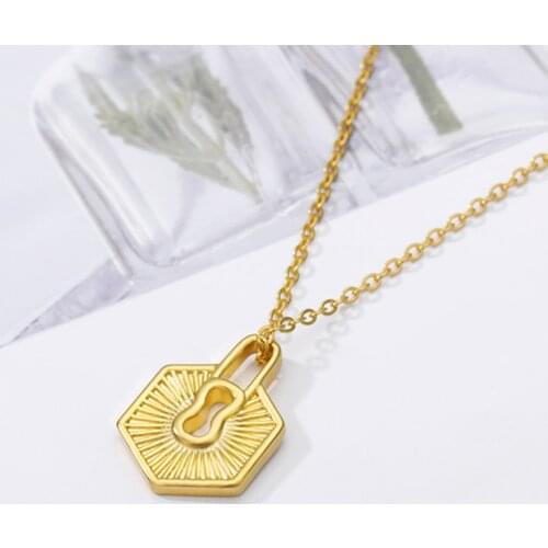 Hexagonal Geometric Necklace for Women Girls Stainless Steel Gold Silver Color Goth Choker Necklaces Pendant Boho Jewelry Gift