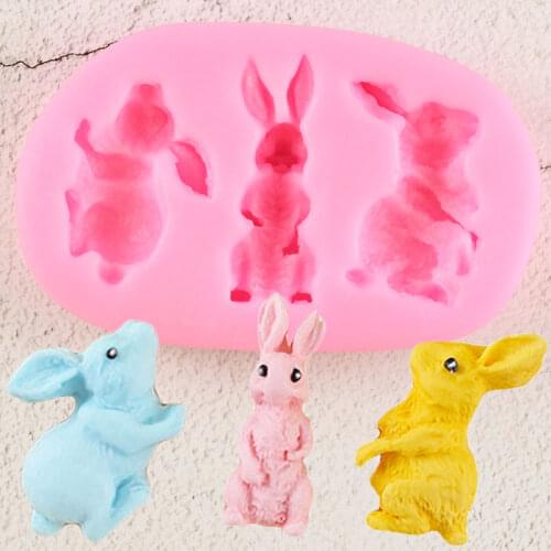 Rabbit Silicone Molds Animlas Bunny Fondant Mold DIY Cake Decorating Tools Candy Chocolate Gumpaste Mould Resin Clay Soap Moulds