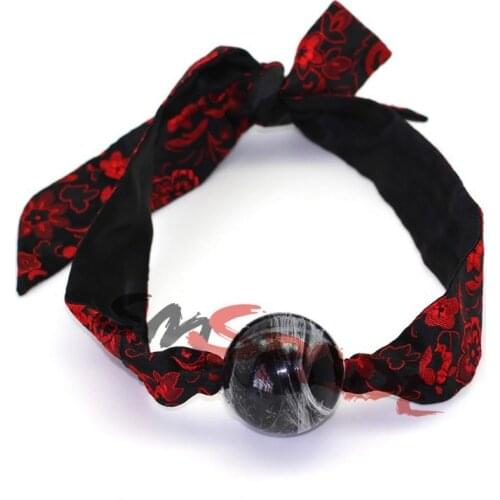 Smspade Bondage Adult Sex Product Mouth Gag Silicone BALL GAG with Red Cloth Belt Silicone Ball for Adult Sex Game