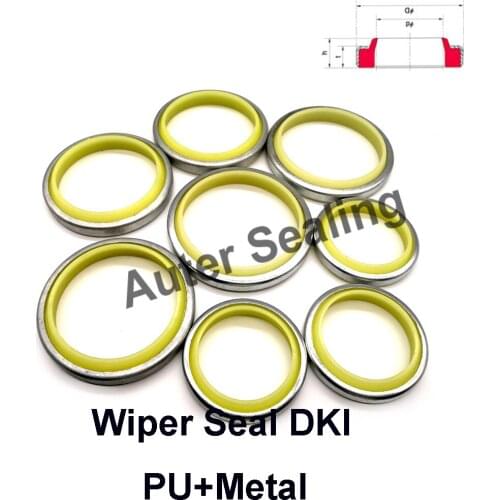Wiper seal DKI ID= 18-90 mm Dust ring hydraulic cylinder parts industry Polyurethane (PU) +Metal Rubber scraper ring steel+PU