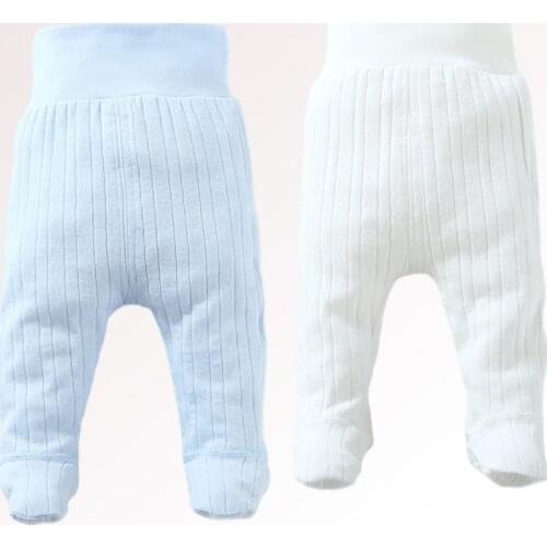 Spring Baby Footed Pants 100% Cotton Newborn Baby Boys Girls Trousers High Waist Kid Wear Infant Toddler Baby Boneless Legging