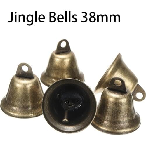 10pcs 38mm Gold Jingle Bells Christmas Festival Party Decoration Making Wind Chimes Copper Bells DIY Crafts Accessories