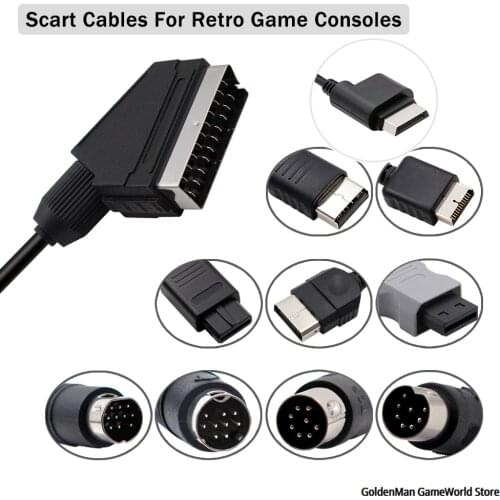 1.8m RGB Scart Cable for PS2/PS1/PS3/SEGA Mega Drive1/MD2/DC Dreamcast/Saturn/XBOX retro video game OSSC