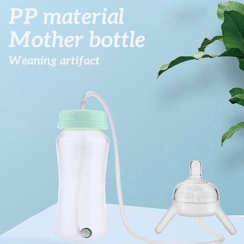 1 PCS 300ml Natural Baby Bottle Self-Feed Hands Free Baby Water Bottle with Long Straw