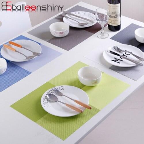 BalleenShiny 1PC Rectangular Table Mat PVC Non-slip Heat-insulated Placemat Dinning Waterproof Dining Tableware Bowl Pad Mat