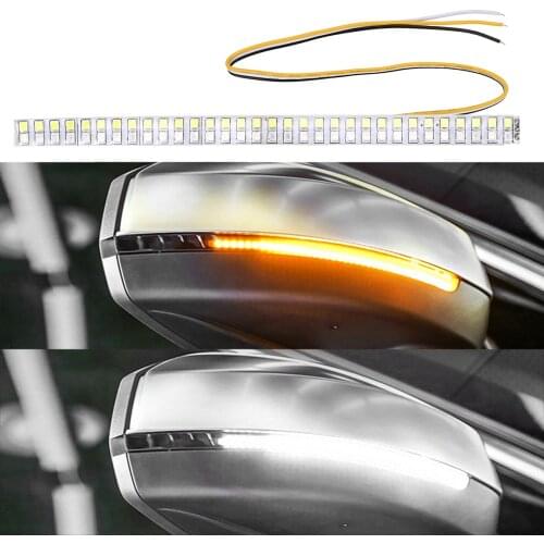 1pc Car Rearview Mirror Indicator Lamp Amber Blue Car Modified Streamer Strip Car-Styling LED Flowing Turn Signal Strip Light