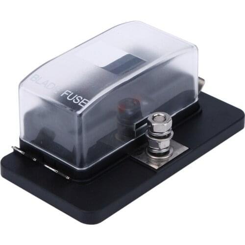 4 Way Circuits Fuse Block Blade Fuse Holder Box with LED Warning Indicator Protection Cover for Car Automotive Boat Marine Truck