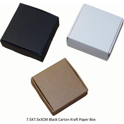 50pcs/lot 7.5X7.5x3CM Black Carton Kraft Paper Box Presents Wedding Gift for Guest Candy Box Soap Box Packaging Supplies