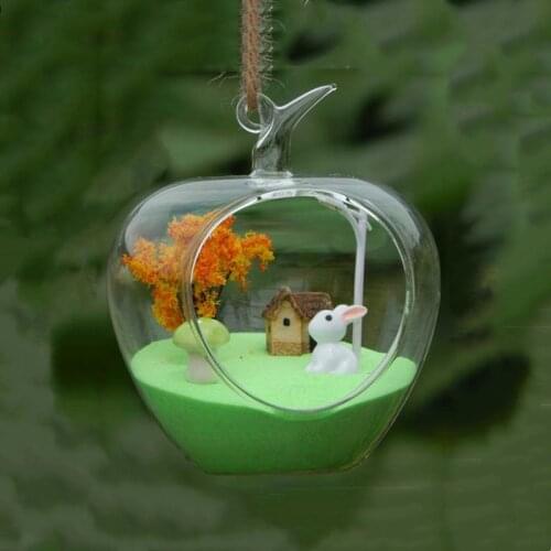 64pcs/pack 10*11cm Apple Shaped Glass Terrarium Vase Table Stand Airplant Bottle Home Decorative Friend Gift