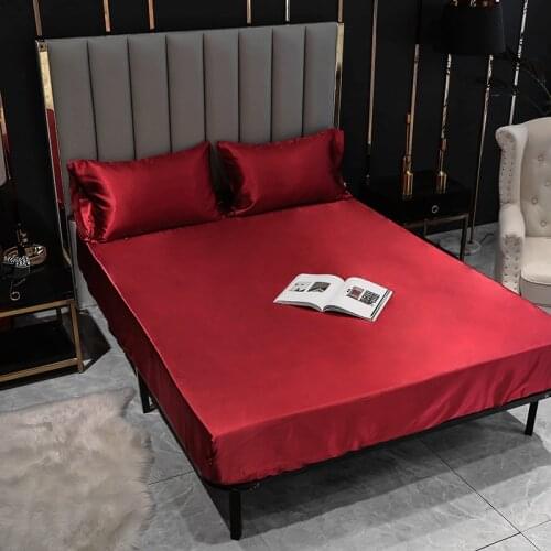 Bonenjoy 1 pc Fitted Bedding Sheet Single Size drap de lit Stain Silk Mattress Cover With Elastic For Double Bed(No Pillowcase)