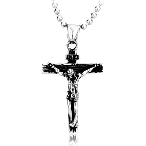 Cross Christ Jesus Pendant Necklace 316L Stainless Steel fashion Chain Religious Men Jewelry Gift Jewelry